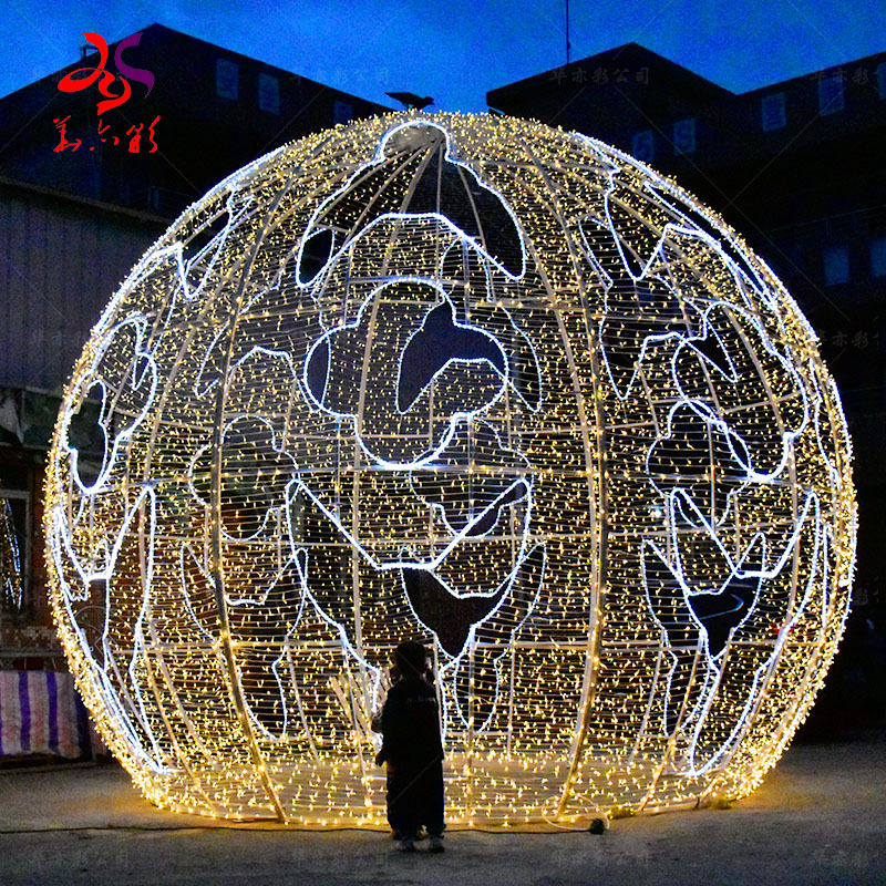 2022 Hot LED 3D Motif Huge Colorful Round Ball Christmas Light For Outdoor Decor