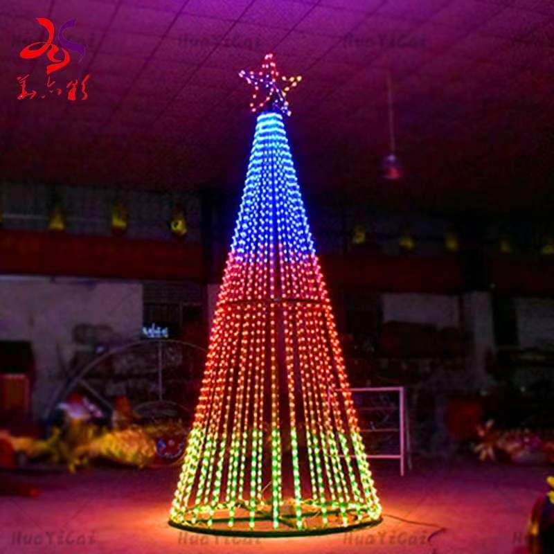 Giant Dynamic Outdoor Programable rgb LED colorful Christmas Tree Lighted Decoration