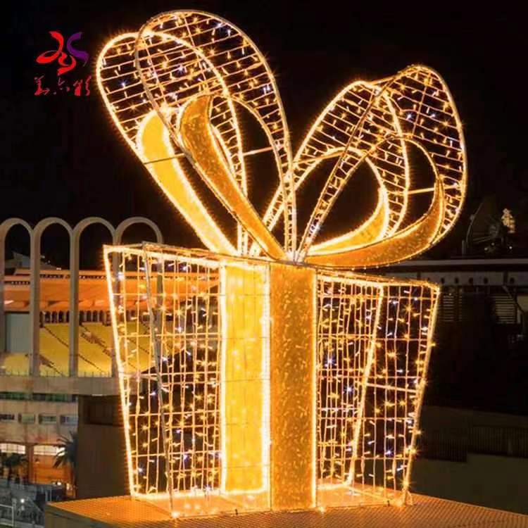 Customized Christmas Decoration Motif Outdoor Lighting 3D LED Gift Box