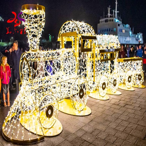 2022 giant outdoor waterproof Christmas train light customized 3D LED train motif light