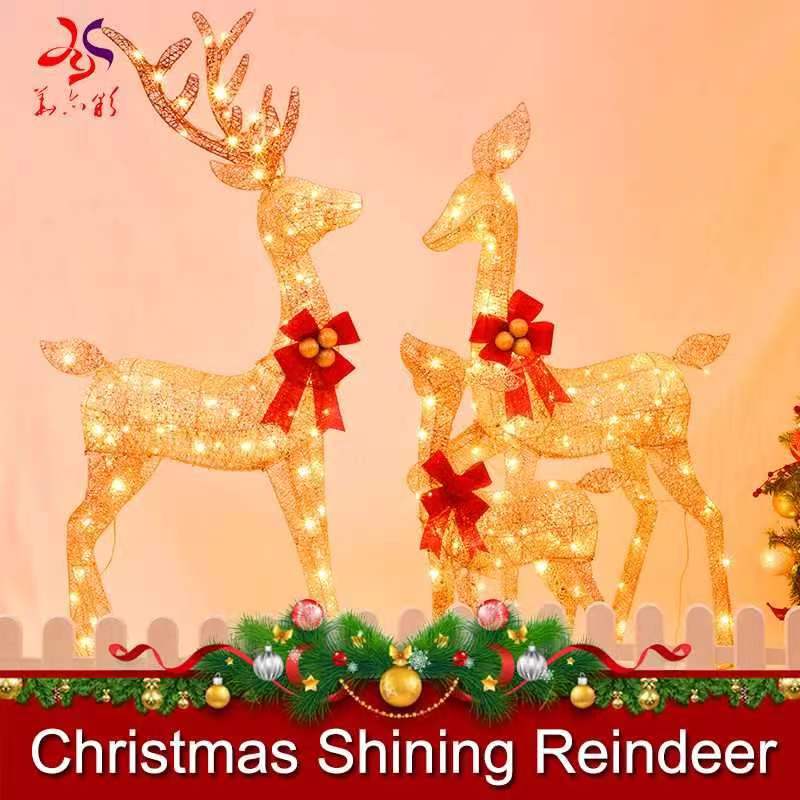 outdoor lighting decors IP 65 LED customized Christmas elk reindeer family motif lights