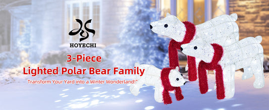 Bring the Magic of the Arctic to Your Holiday Display with Our Lighted Polar Bear Family Set
