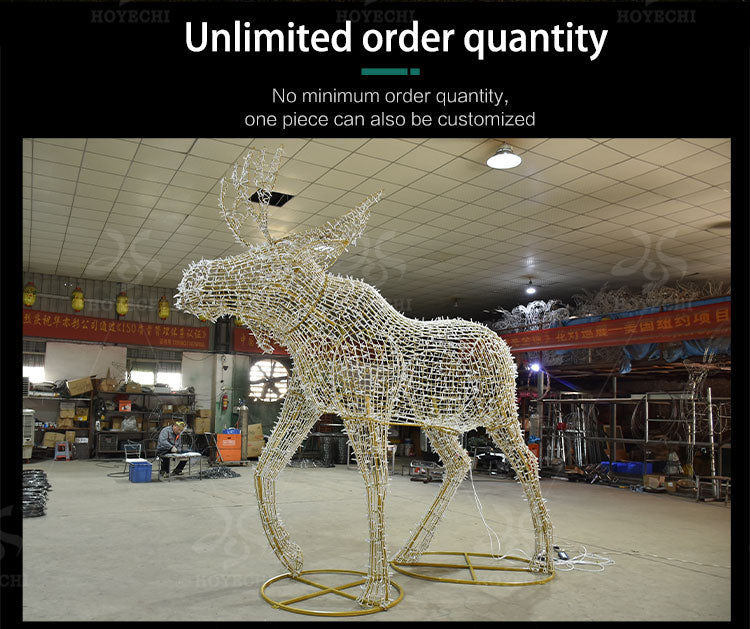 HOYECHI Factory Customized Luminous Christmas Elk Sculpture – Outdoor LED Holiday Decoration with Easy Setup