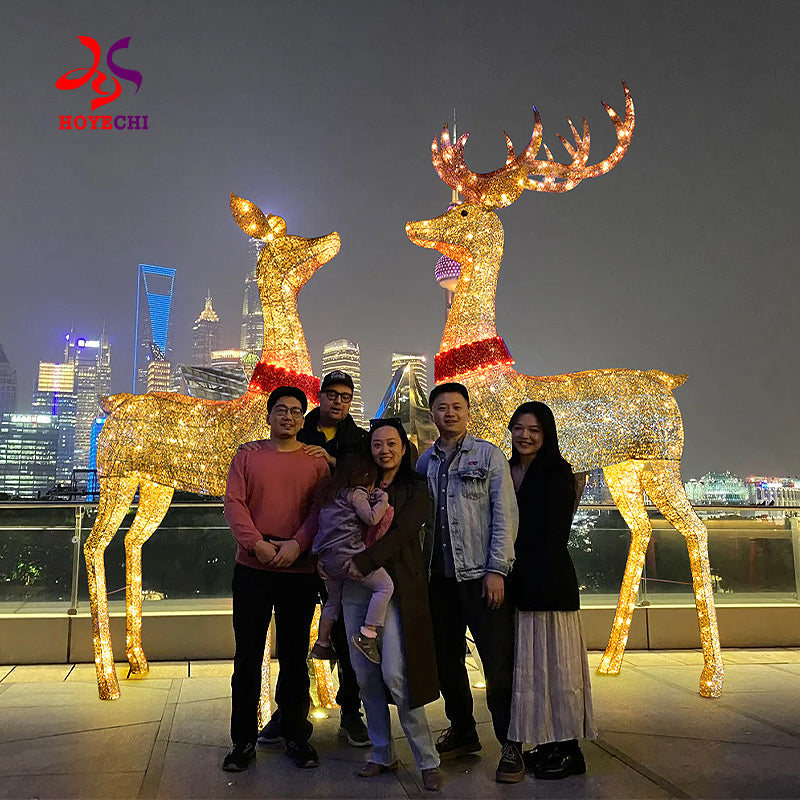 HOYECHI Life-Size 3.3m Metal Christmas Reindeer – Illuminated Outdoor LED Decoration with IP65 Waterproof Rating
