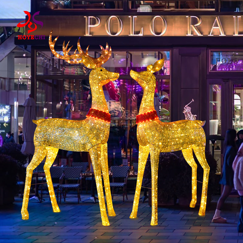 HOYECHI Life-Size 3.3m Metal Christmas Reindeer – Illuminated Outdoor LED Decoration with IP65 Waterproof Rating