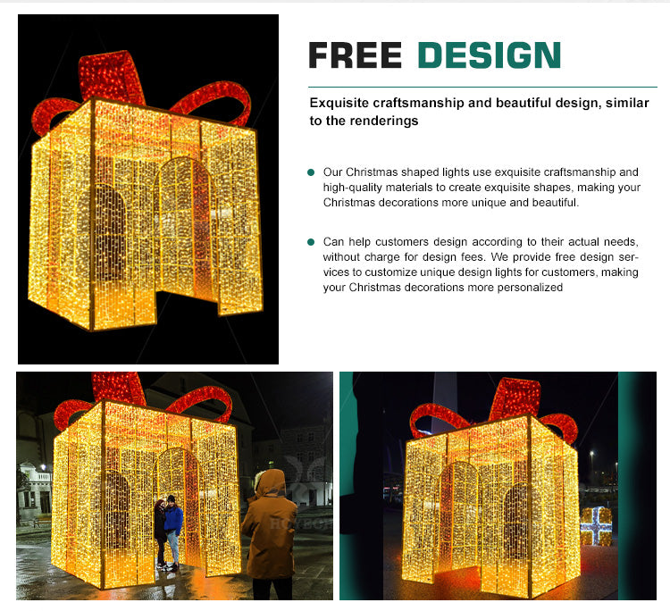 HOYECHI Gift Arch Motif Lights – Custom Walk-Through LED Gift Box Arch for Holiday Entryways & Garden Decor