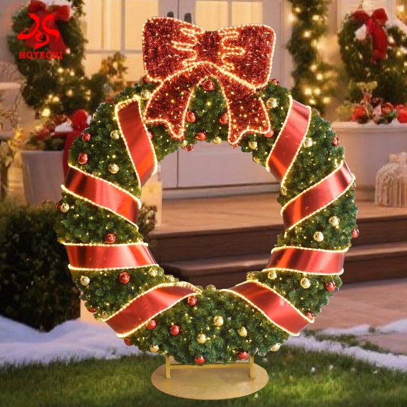 HOYECHI Large Waterproof Christmas Wreath – Eco-Friendly PVC Decorative Holiday Garland for Indoor & Outdoor Use