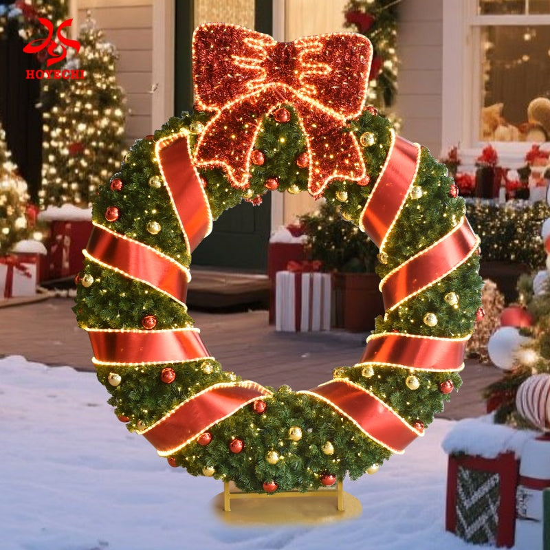 HOYECHI Large Waterproof Christmas Wreath – Eco-Friendly PVC Decorative Holiday Garland for Indoor & Outdoor Use