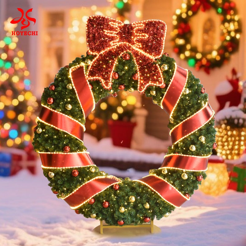 HOYECHI Large Waterproof Christmas Wreath – Eco-Friendly PVC Decorative Holiday Garland for Indoor & Outdoor Use