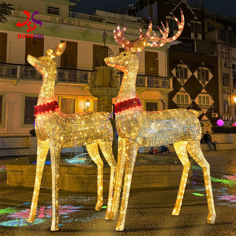 HOYECHI Life-Size 3.3m Metal Christmas Reindeer – Illuminated Outdoor LED Decoration with IP65 Waterproof Rating