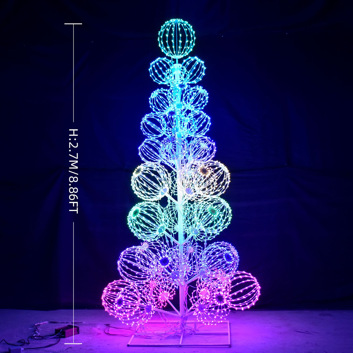 HOYECHI 8.8ft Lighted Balls Christmas Tree - Christmas Outdoor Decoration with Balls Christmas Tree, Waterproof Outdoor Holiday Decoration for Yard, Mall & Commercial Display