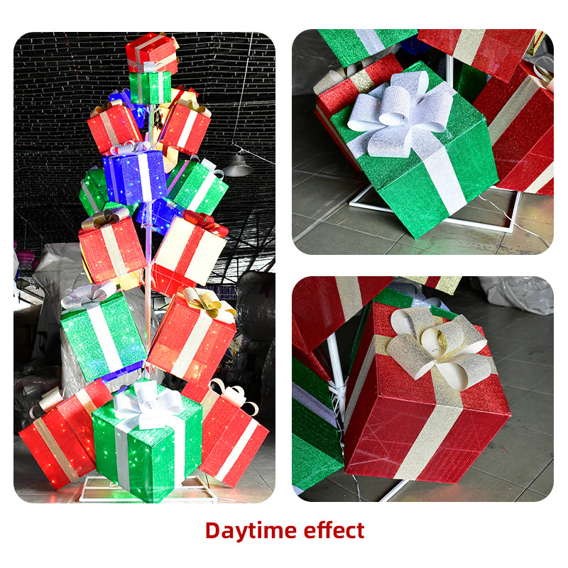 HOYECHI Gift-Box Christmas Tree – Customizable 3D Gift Box Tree Decoration for Outdoor Holiday Cheer