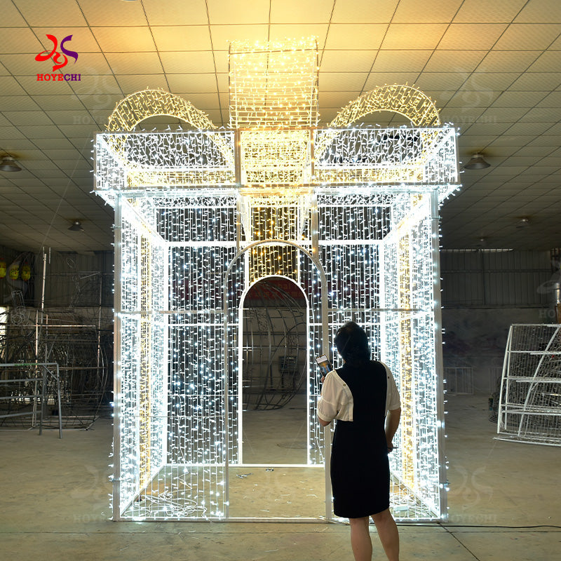 HOYECHI Gift Arch Motif Lights – Custom Walk-Through LED Gift Box Arch for Holiday Entryways & Home Decor