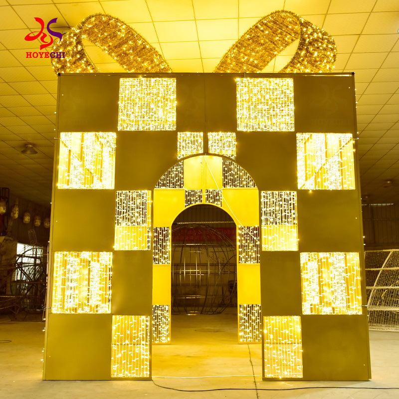 HOYECHI Luminous Gift Arch Motif Lights – Iron-Frame Illuminated Arch for Indoor & Outdoor Holiday Décor