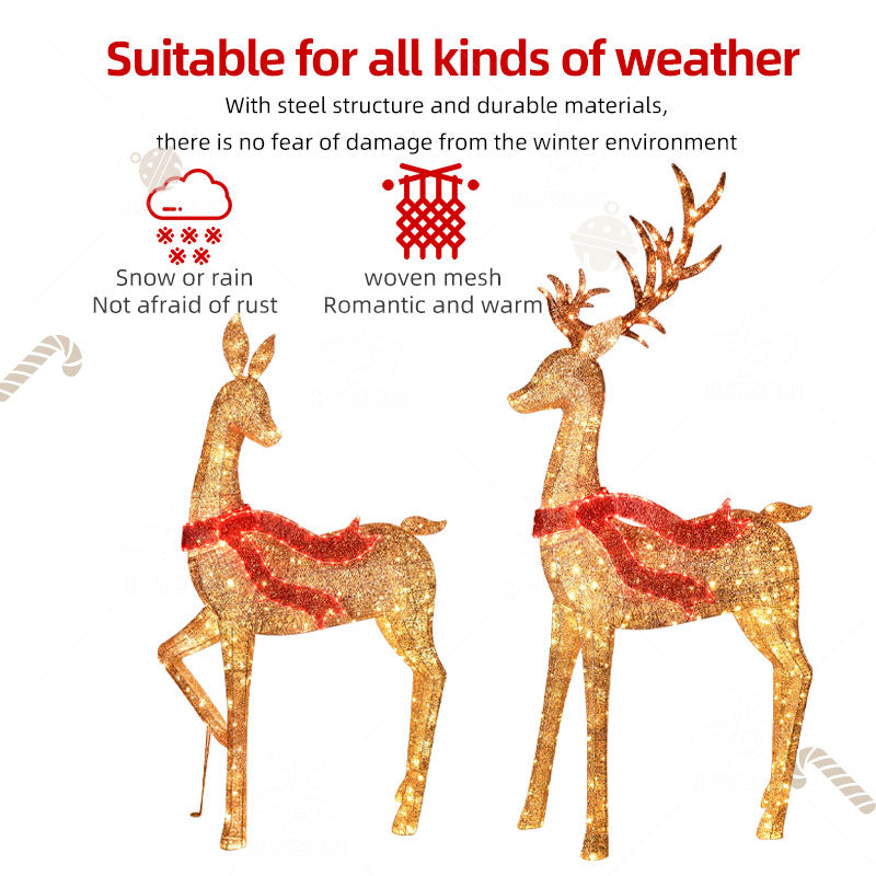 HOYECHI Life-Size 3D Metal Christmas Reindeer – Illuminated Outdoor LED Decoration with IP65 Waterproof Rating