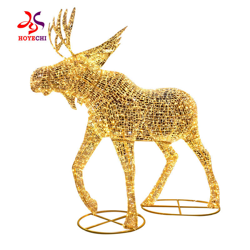 HOYECHI Factory Customized Luminous Christmas Elk Sculpture – Outdoor LED Holiday Decoration with Easy Setup