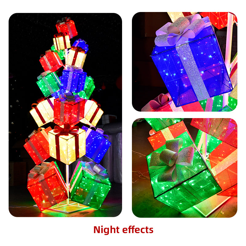 HOYECHI Gift-Box Christmas Tree – Customizable 3D Gift Box Tree Decoration for Outdoor Holiday Cheer