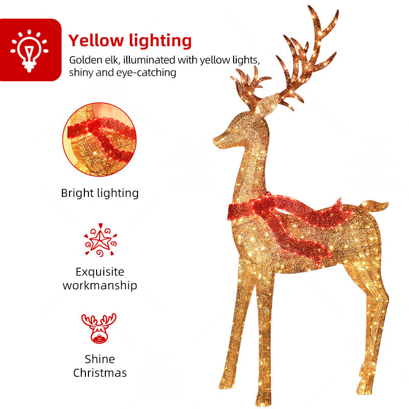 HOYECHI Life-Size 3D Metal Christmas Reindeer – Illuminated Outdoor LED Decoration with IP65 Waterproof Rating