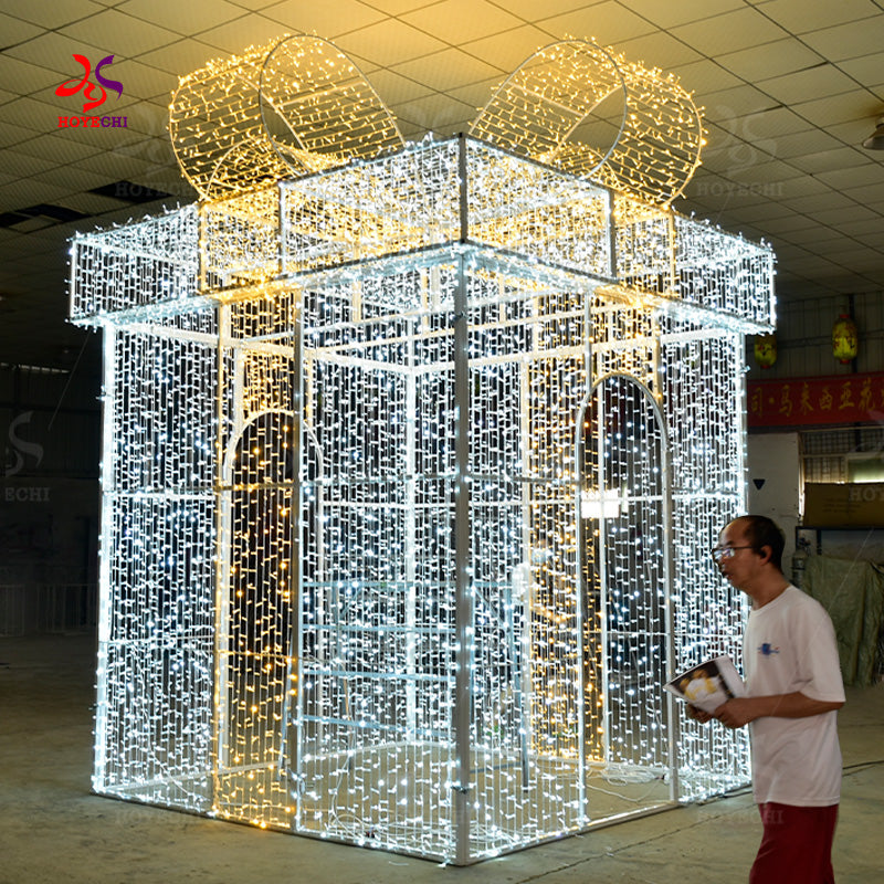 HOYECHI Gift Arch Motif Lights – Custom Walk-Through LED Gift Box Arch for Holiday Entryways & Home Decor