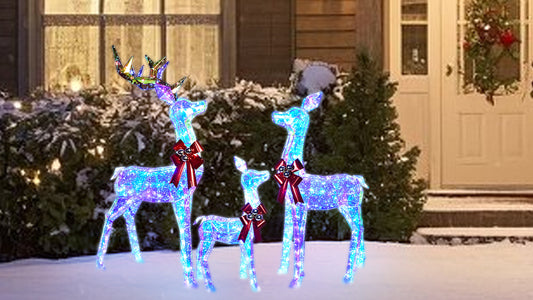 Bring Holiday Magic to Your Yard with Our Colorful 3-Piece Christmas Deer Set