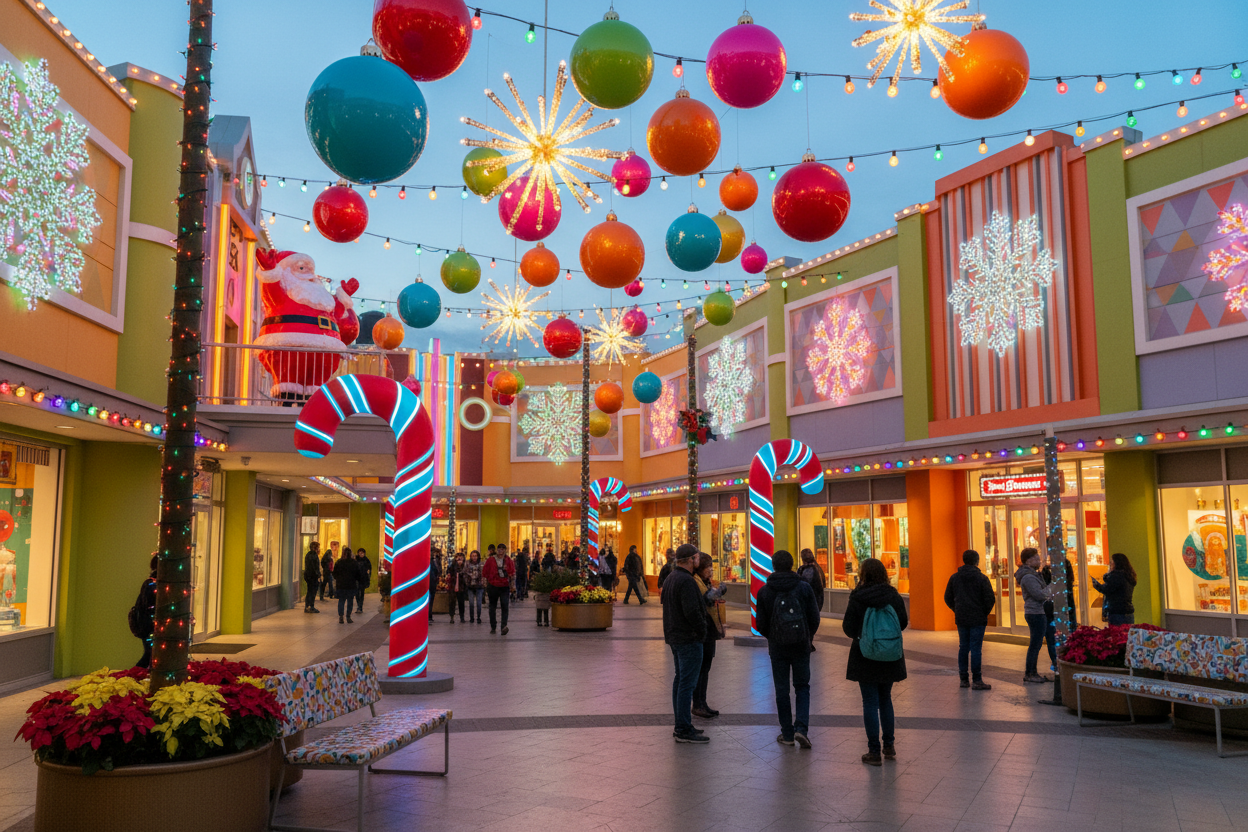 Retro Color Pop Christmas Decorations for Commercial Outdoor Spaces ...
