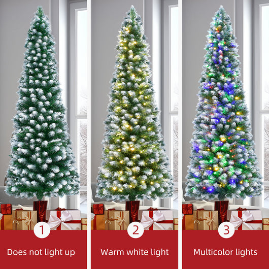 HOYECHI slim pencil Christmas tree 7.5ft with 320 multicolored LEDs perfect narrow Christmas tree for home and holiday parties