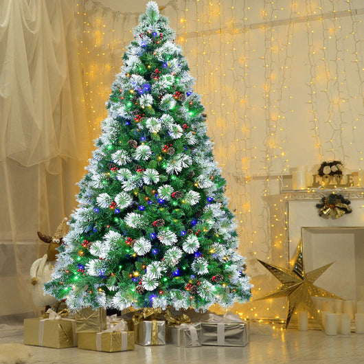 HOYECHI rotatable Christmas tree with music 7.5ft 360 degree rotation 380 LEDs and 8 modes indoor holiday decor