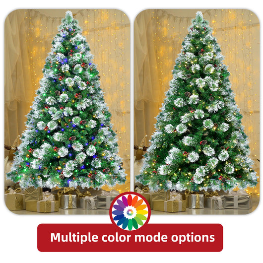 HOYECHI rotatable Christmas tree with music 7.5ft 360 degree rotation 380 LEDs and 8 modes indoor holiday decor