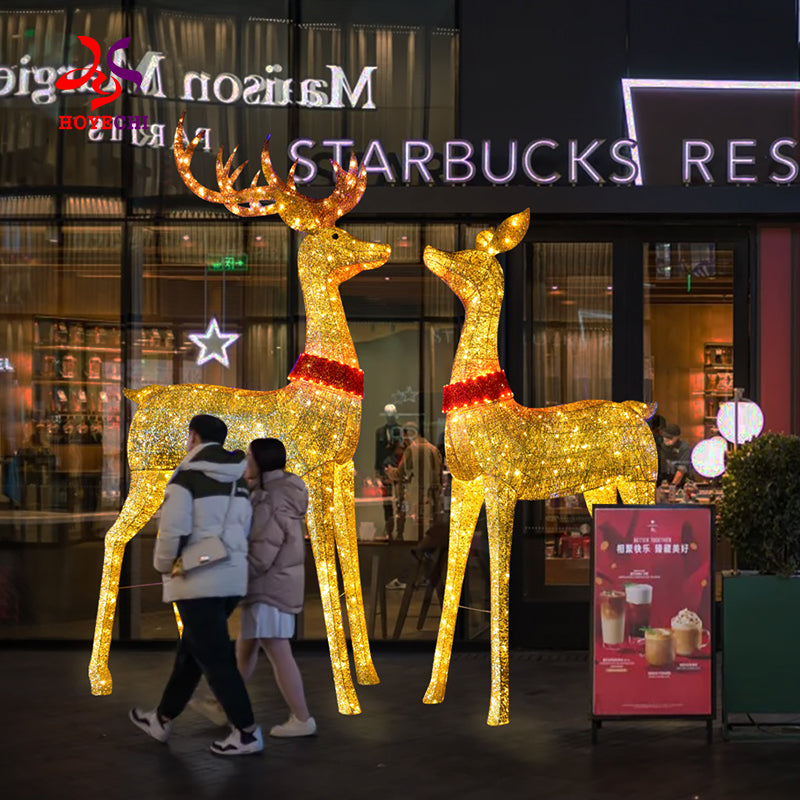 HOYECHI Life-Size 3.3m Metal Christmas Reindeer – Illuminated Outdoor LED Decoration with IP65 Waterproof Rating