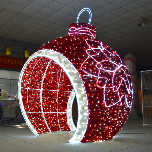 HOYECHI outdoor LED Christmas ball arch giant walk-through ornament arch for city square and shopping mall Christmas decorations