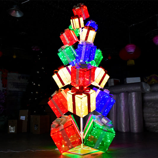 HOYECHI Gift-Box Christmas Tree – Customizable 3D Gift Box Tree Decoration for Outdoor Holiday Cheer（副本）