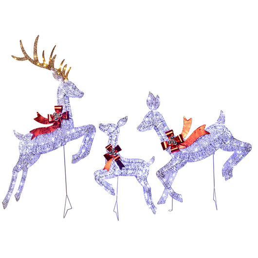 HOYECHI 3-piece LED brown reindeer family set Christmas yard decoration