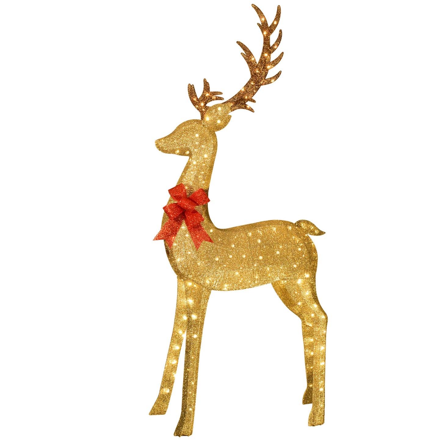 8.8 Ft Lighted Outdoor Christmas Deer - HOYECHI Christmas Decor Outside Lighted Huge Buck with 200 LED Lights, for Front Yard Porch Gardens Lawns Party Parks Malls - Gold