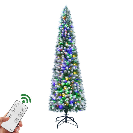 Hoyechi 7.5ft Slim Pencil Christmas Tree with 320 Multicolored LED Lights