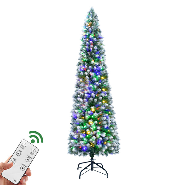 Hoyechi 7.5ft Slim Pencil Christmas Tree with 320 Multicolored LED Lights