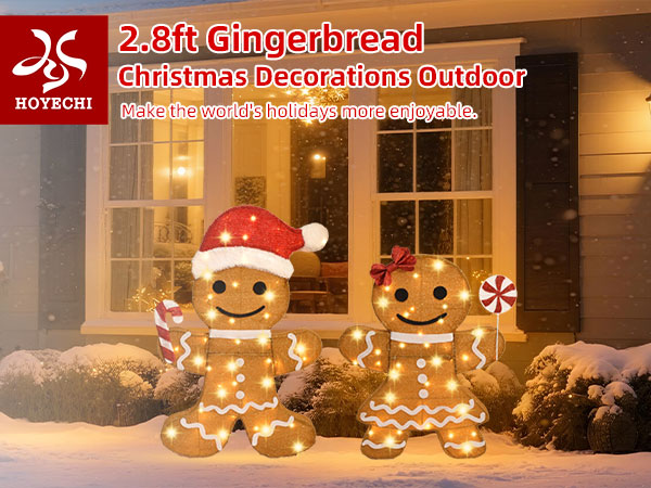 Lighted Gingerbread Couple Outdoor Christmas Decorations | 2-Pack 80 ...