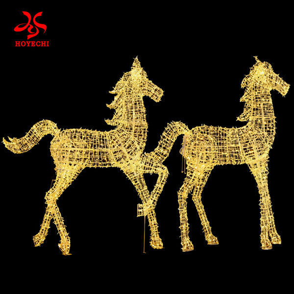 Large 2.8m LED horse decoration for commercial plazas, streets and city holiday lighting