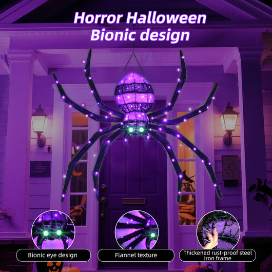 Horror Halloween bionic design HOYECHI wall spider with bionic eye design flannel texture and thickened rust proof steel frame