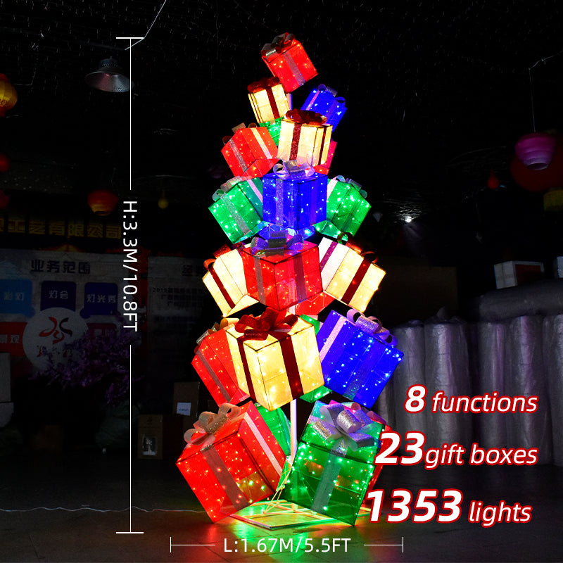 HOYECHI Gift-Box Christmas Tree – Customizable 3D Gift Box Tree Decoration for Outdoor Holiday Cheer