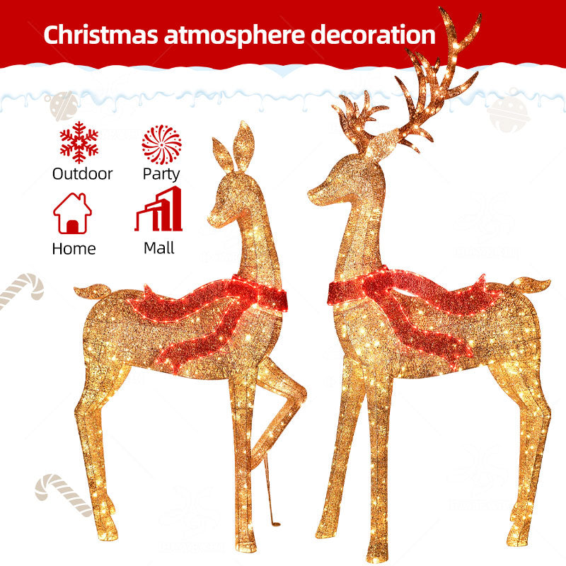HOYECHI Life-Size 3D Metal Christmas Reindeer – Illuminated Outdoor LED Decoration with IP65 Waterproof Rating