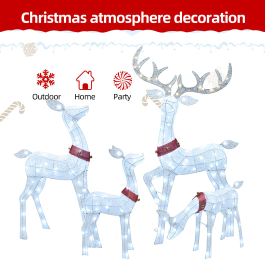 HOYECHI white reindeer family Christmas atmosphere decoration set for outdoor home and party holiday displays