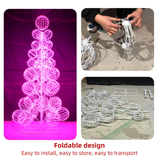 Foldable design HOYECHI balls Christmas tree easy to install store and transport with ball sections that fold flat