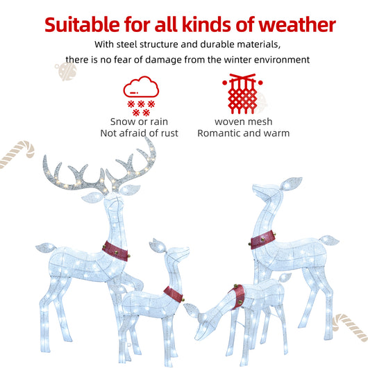 Size chart of HOYECHI lighted buck and doe Dad 58 inch 105 LEDs and Mom 44 inch 70 LEDs for outdoor Christmas lawn decor