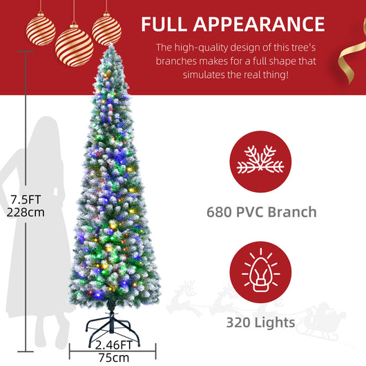 HOYECHI narrow Christmas tree with multicolored LED lights decorating a living room corner perfect space-saving holiday tree