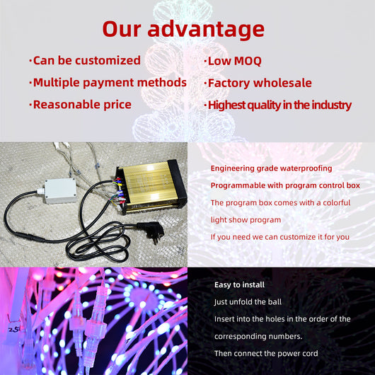 HOYECHI balls Christmas tree advantages customizable factory wholesale low MOQ with engineering grade waterproof programmable control box and easy installation