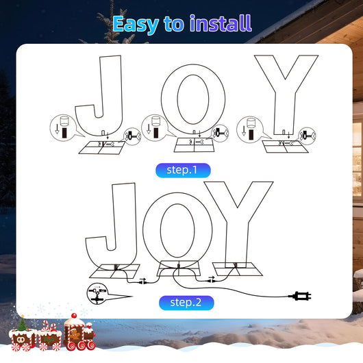 Installation drawings for Joy Christmas decorations