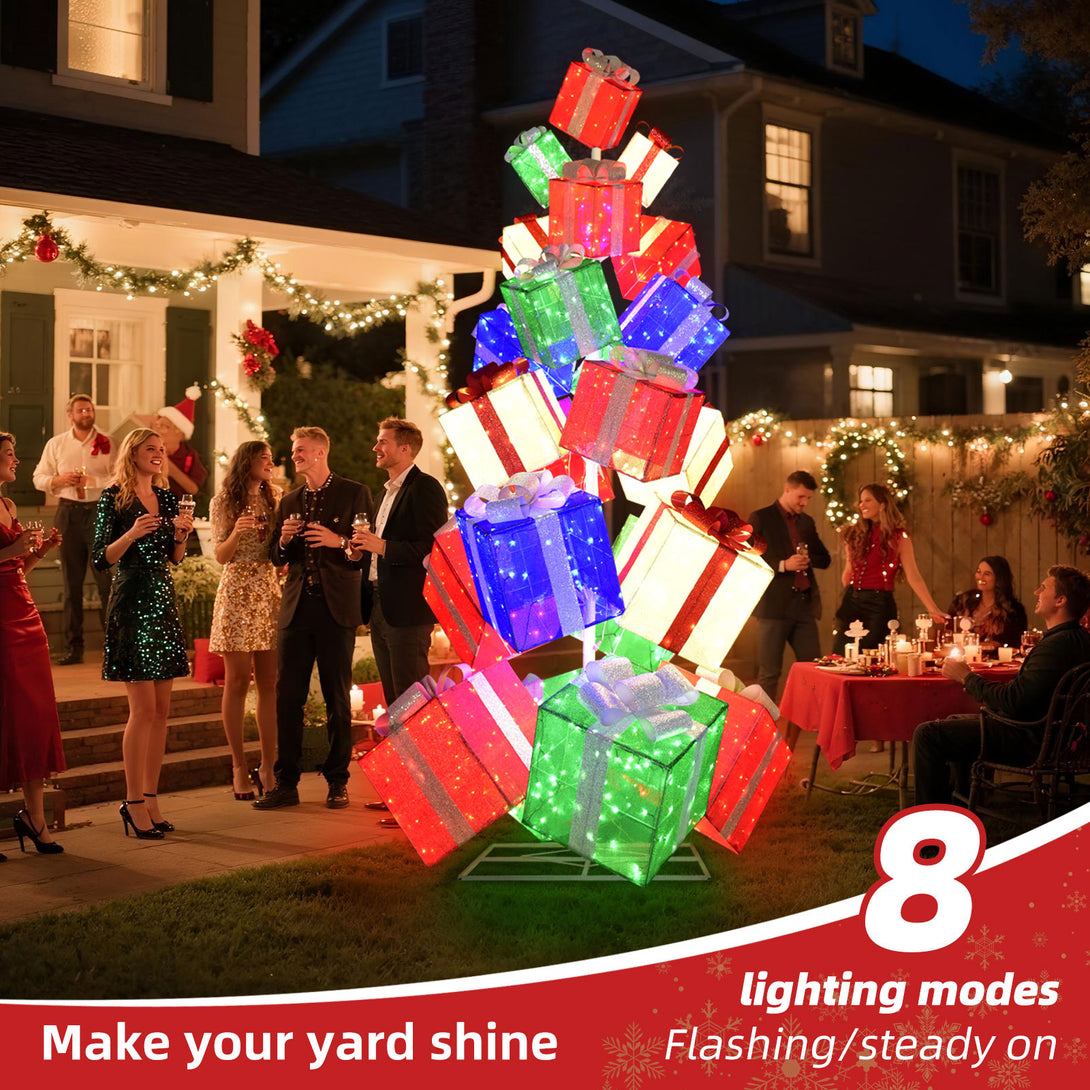 10.8ft Lighted Gift Box Tree | 23 Stacked Boxes | HOYECHI – HOYECHI ...