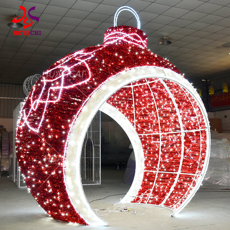 HOYECHI Outdoor LED Christmas Ball Arch  Festive  Giant Ornament Arch with One-Stop Custom Design Service