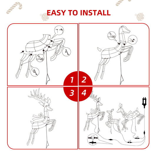 Packaged HOYECHI LED reindeer set ready for shipping