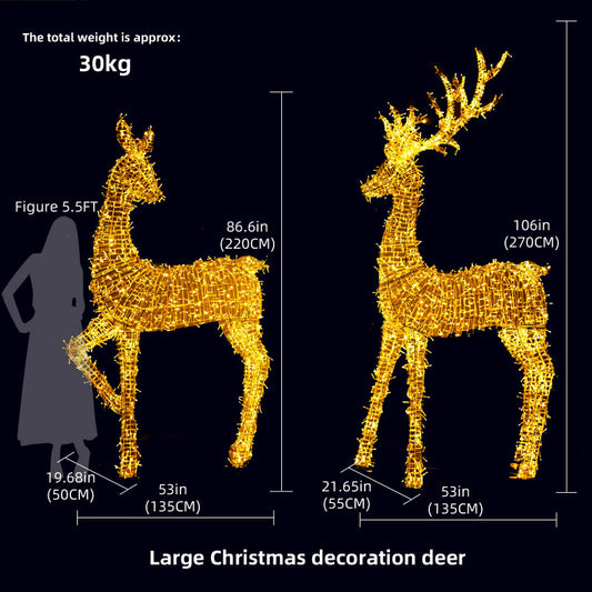 HOYECHI Christmas Deer Set – IP65 Waterproof LED Buck & Doe Sculptures for Indoor & Outdoor Holiday Display